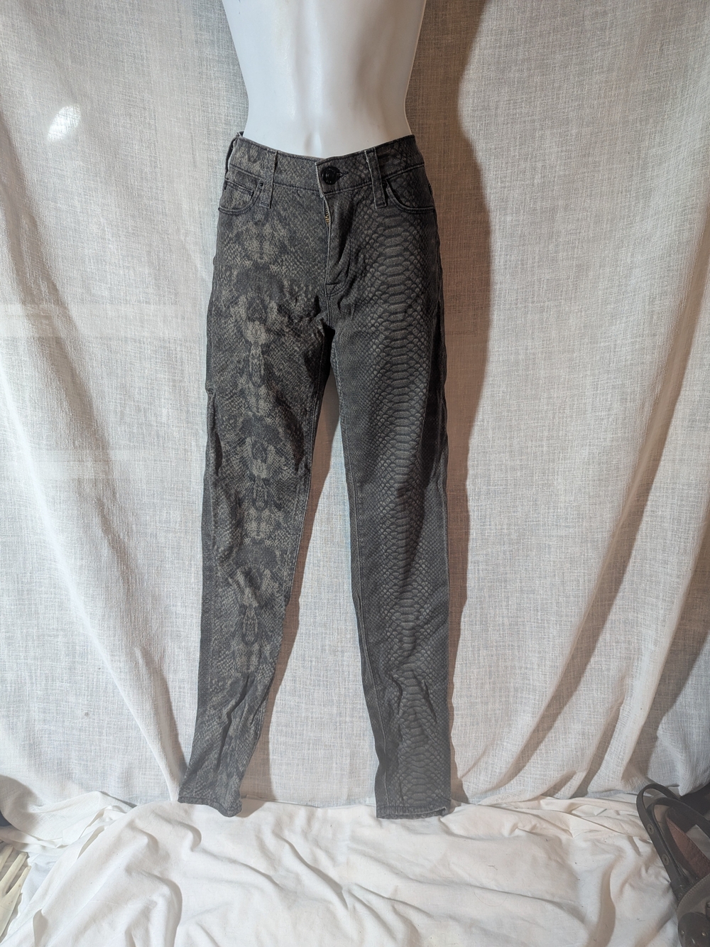 Hudson Jeans Women's Dark Grey Snake-Print Straight Leg Jeans